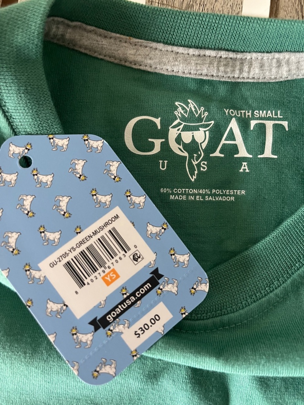 GOAT USA Kids Graphic Tee Mushroom Goat Green Youth Small YS NWT - Picture 8 of 11